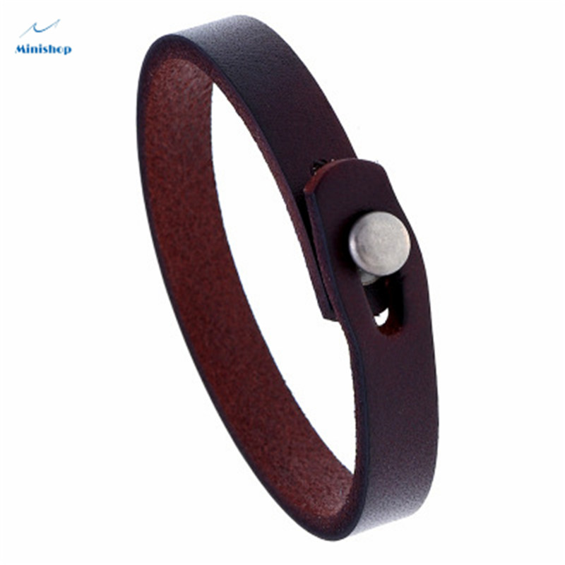 Men Retro Simple Business Style Leather Bracelet Fashion Versatile Punk Rock Leather Gift Bracelet