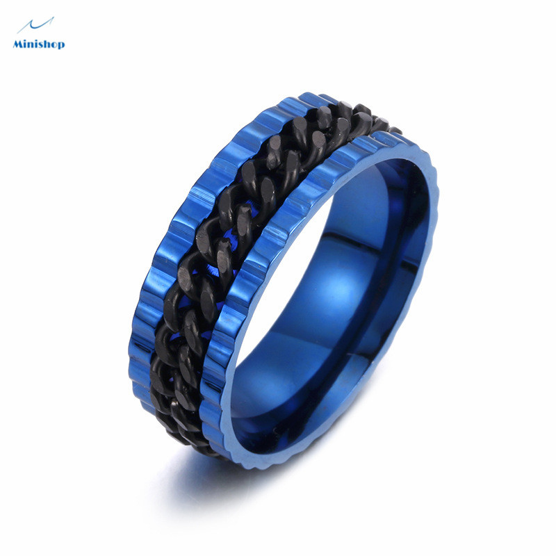 Men and Women New Fashion No Faded Ring Titanium Steel Chain Ring Hip hop style Jewelry