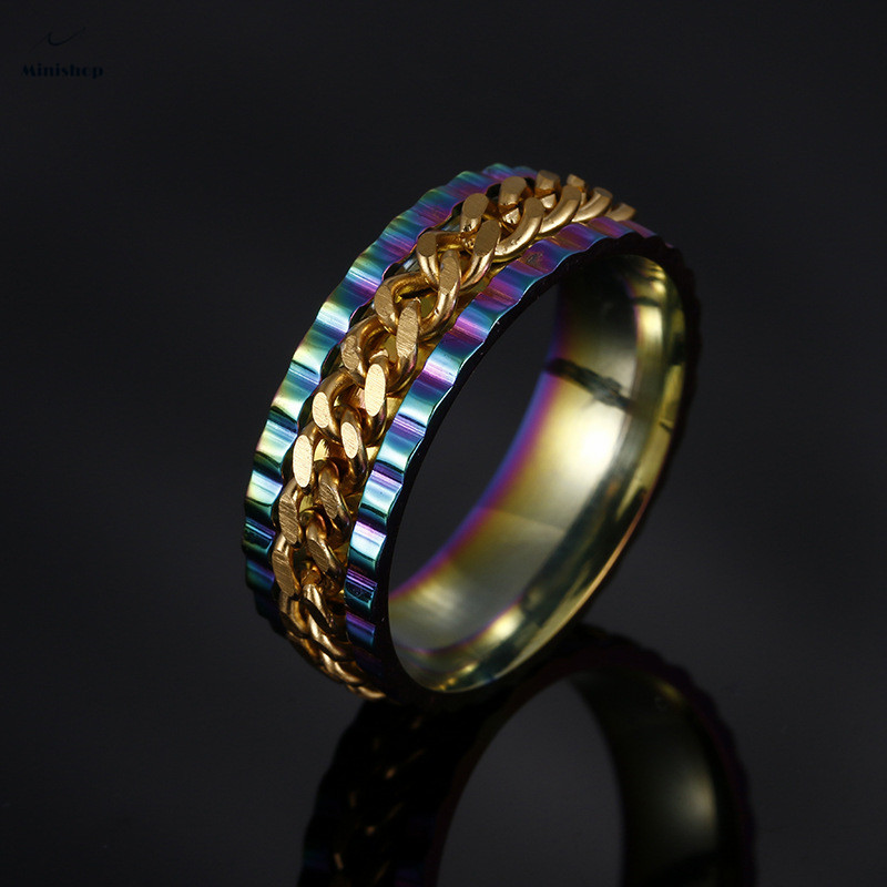 Men and Women New Fashion No Faded Ring Titanium Steel Chain Ring Hip hop style Jewelry