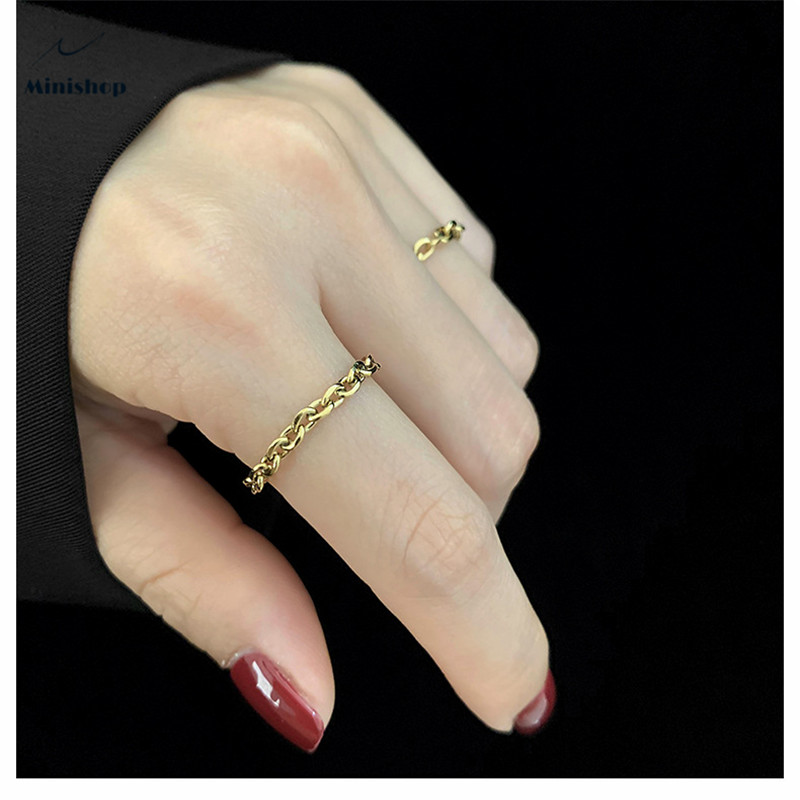 Women New Fashion Chain Ring INS Metal Folding Jewelry Birthday Gift Gold Soft No Faded Steel Ring