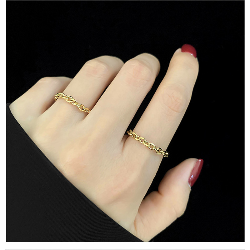 Women New Fashion Chain Ring INS Metal Folding Jewelry Birthday Gift Gold Soft No Faded Steel Ring