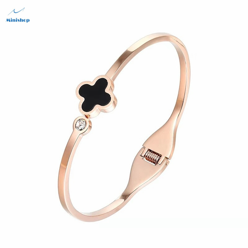 Women New Fashion Bracelet Four Leaf Grass Titanium Steel Bracelet Rose Gold Non-fade Bracelet