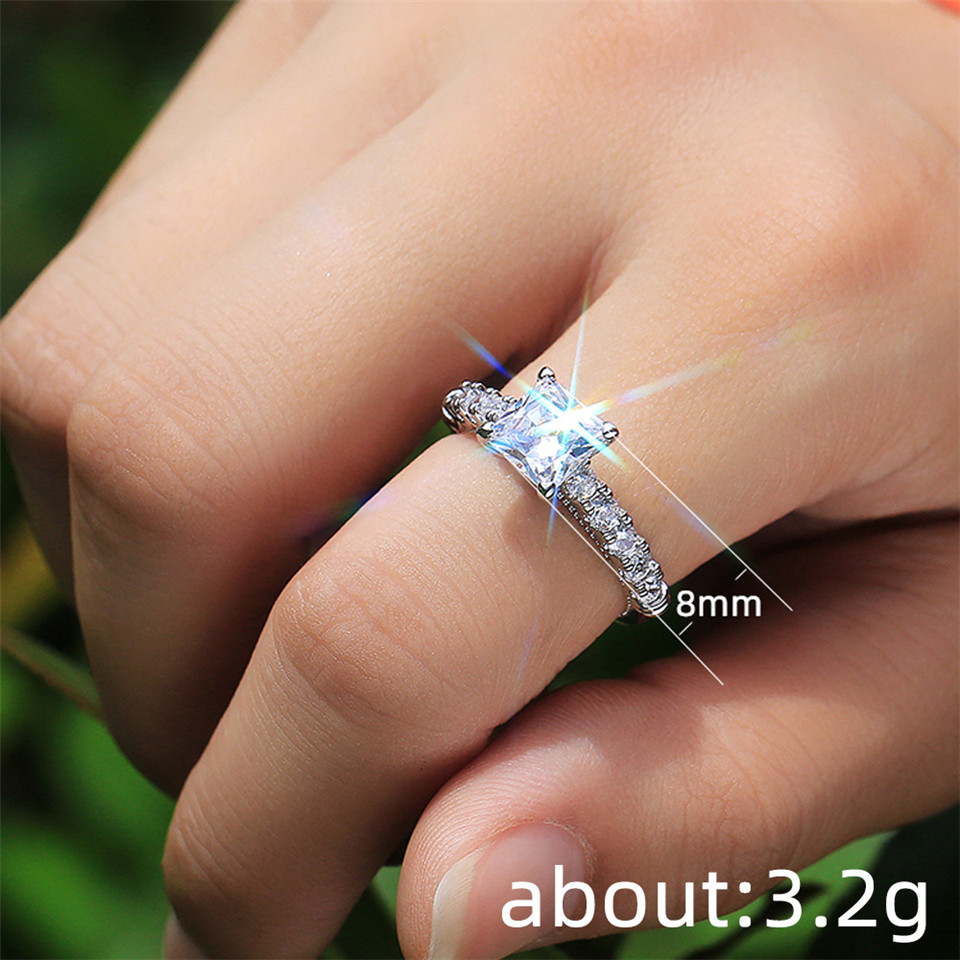 Lady Jewelry Classic zircon Diamond Horse-eye Shaped Wedding Ring Proposal Engagement Ring
