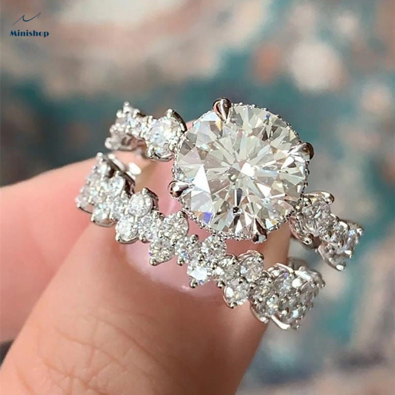 Women New Fashion Ladies Engagement Ring set Bright Diamond Zircon Rings Wedding Rings