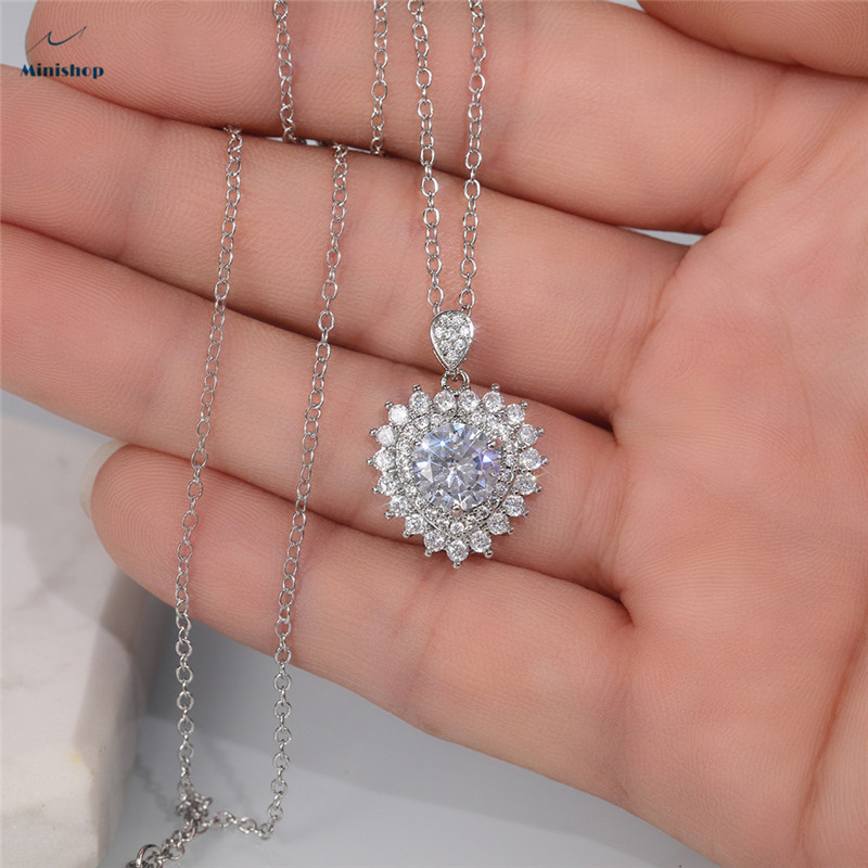 Lady Platinum Plated Necklace Bright Flashing Diamond 8 Hearts 8 Arrows Love Pendant Wedding Gift