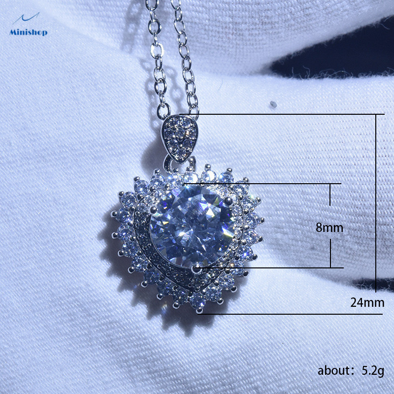 Lady Platinum Plated Necklace Bright Flashing Diamond 8 Hearts 8 Arrows Love Pendant Wedding Gift