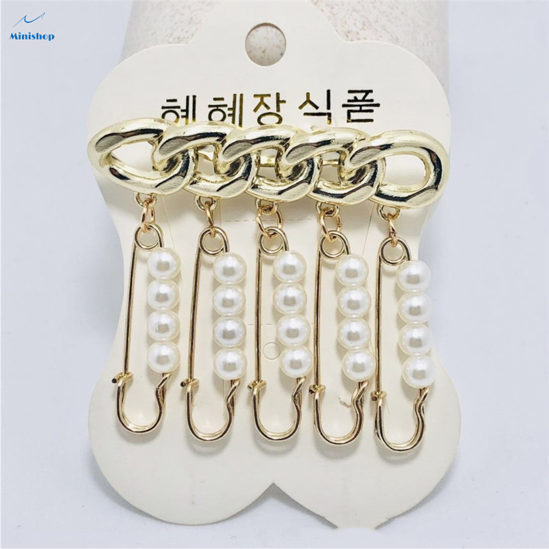 Lady Fashion Cloth Brooch Small Pin Pendant Chain Pearl String Small Luxury Clothing Accessories