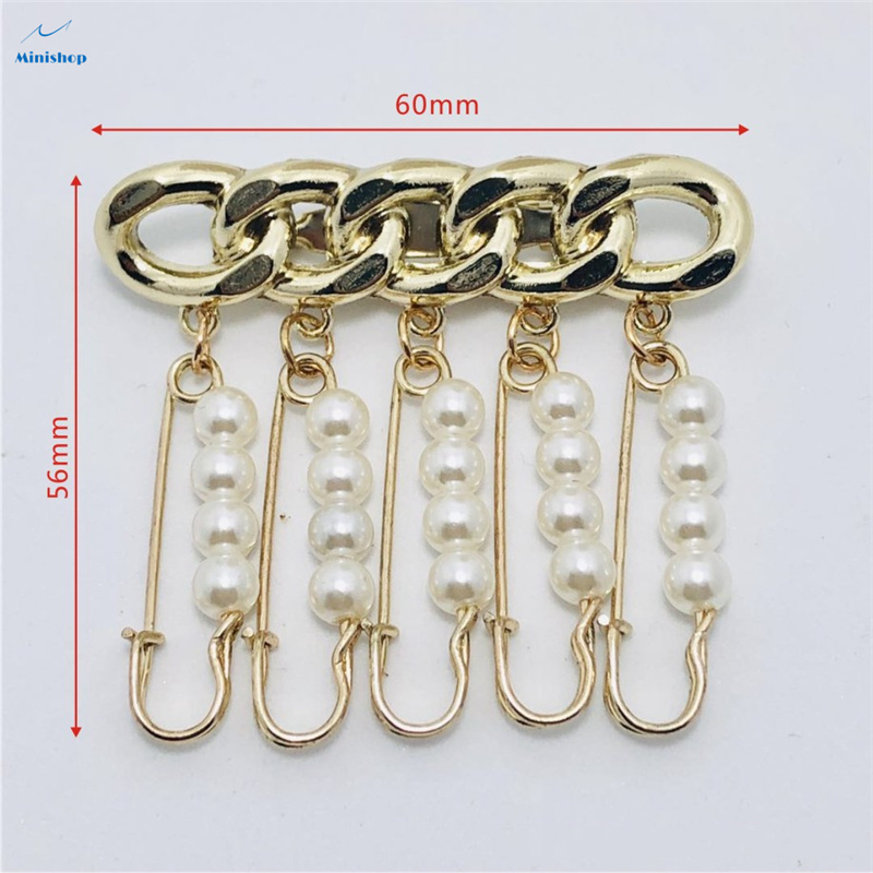 Lady Fashion Cloth Brooch Small Pin Pendant Chain Pearl String Small Luxury Clothing Accessories