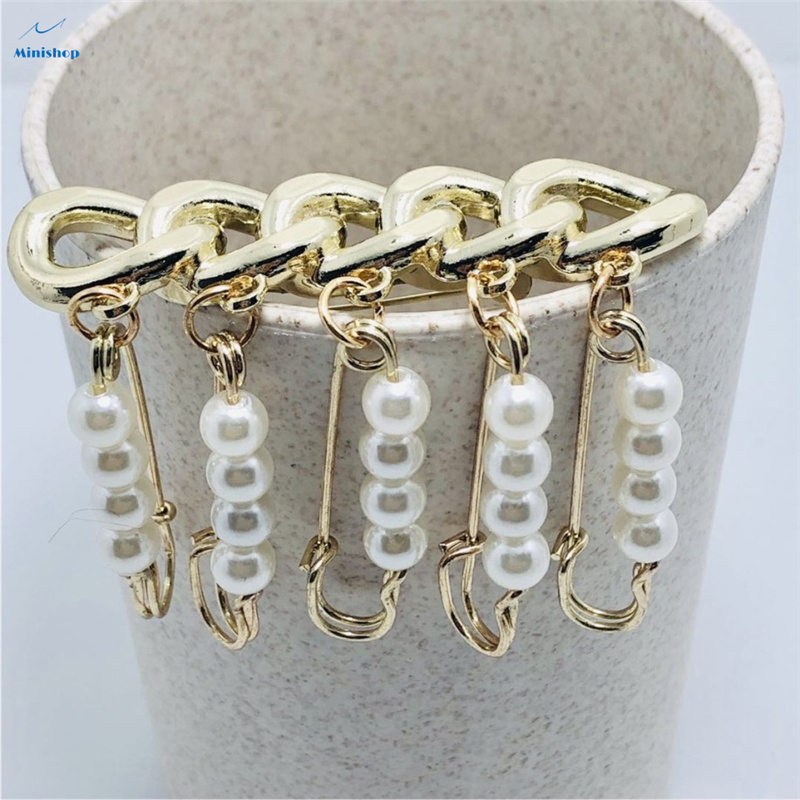 Lady Fashion Cloth Brooch Small Pin Pendant Chain Pearl String Small Luxury Clothing Accessories
