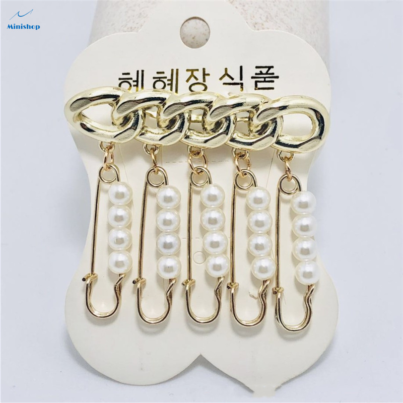 Lady Fashion Cloth Brooch Small Pin Pendant Chain Pearl String Small Luxury Clothing Accessories