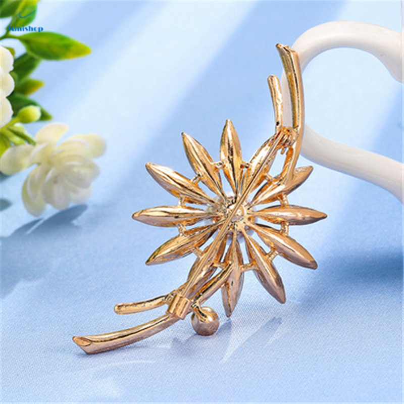 Fashion Alloy Pearl Men Suit Brooch  Colorful Crystal Sunflower Lady Night Party Dress Brooch