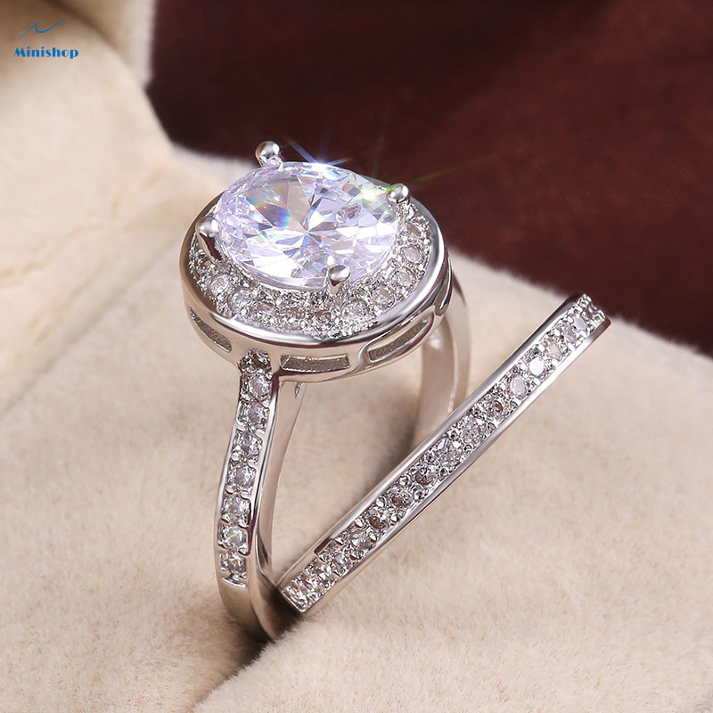 Women  Couple Ring Fashion Electroplated Real Gold Inlaid with AAA Grade Zircon Diamond Jewelry