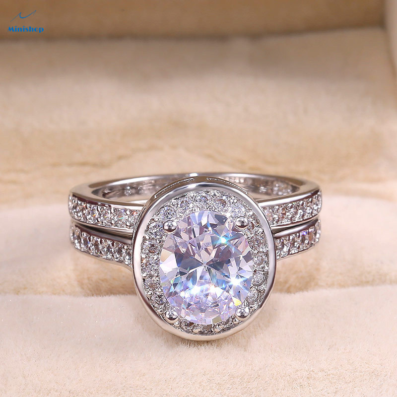 Women  Couple Ring Fashion Electroplated Real Gold Inlaid with AAA Grade Zircon Diamond Jewelry