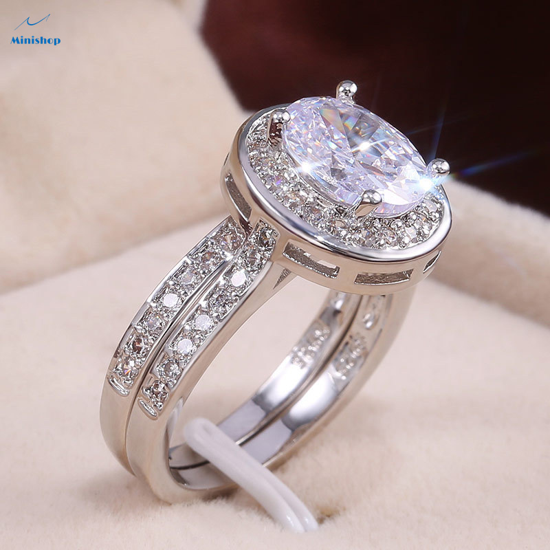 Women  Couple Ring Fashion Electroplated Real Gold Inlaid with AAA Grade Zircon Diamond Jewelry