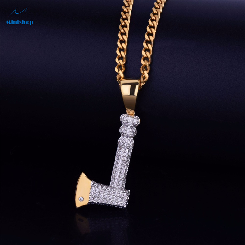 Men New Fashion Necklace Small Axe Pendant Hip-hop Necklace Birthday Gift for Couples