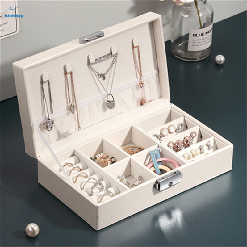 Lady  Fashion Ring Box Portable Earrings Necklace Storage Box Small and Large Capacity Jewelry Box