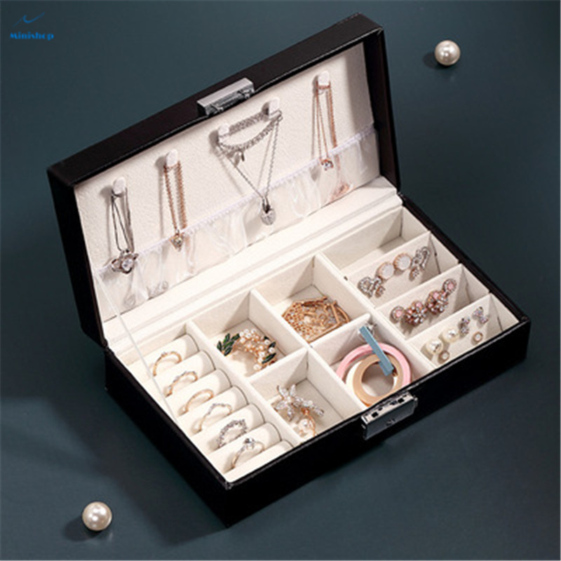 Lady  Fashion Ring Box Portable Earrings Necklace Storage Box Small and Large Capacity Jewelry Box