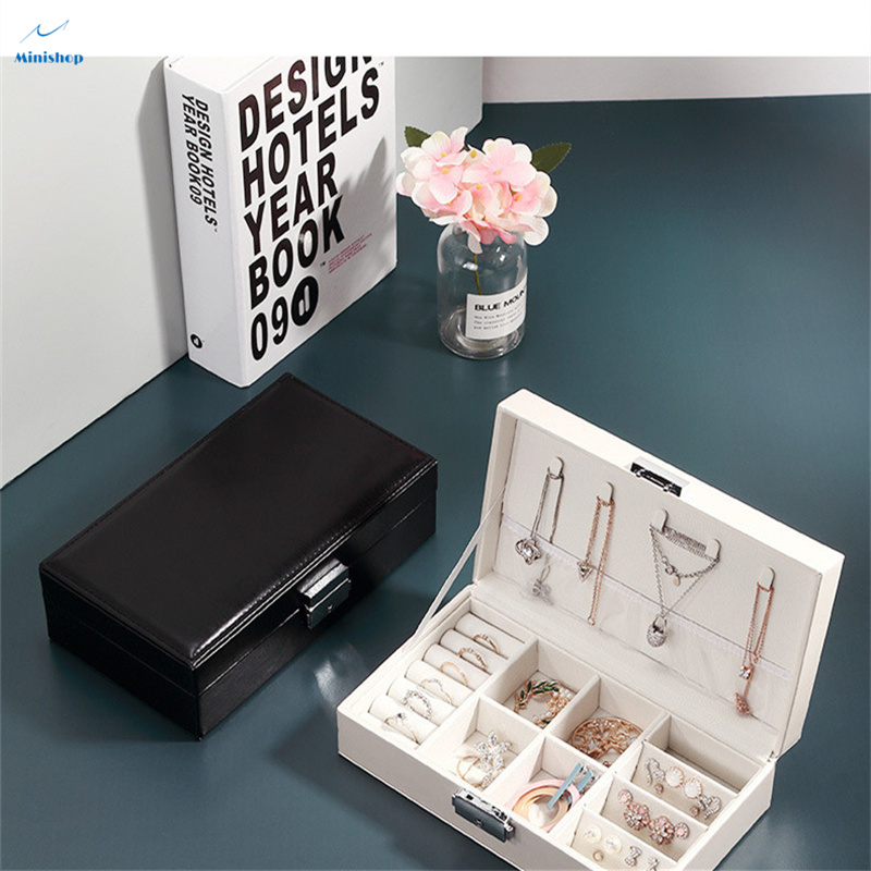 Lady  Fashion Ring Box Portable Earrings Necklace Storage Box Small and Large Capacity Jewelry Box