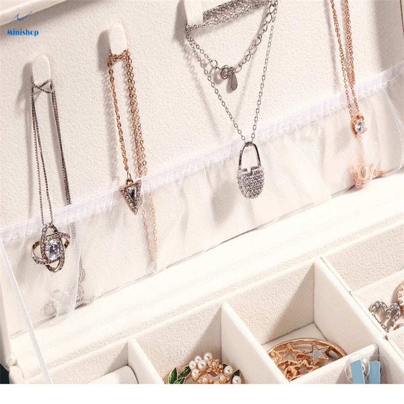 Lady  Fashion Ring Box Portable Earrings Necklace Storage Box Small and Large Capacity Jewelry Box