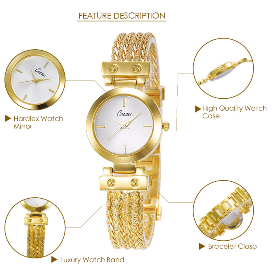 Women Fashion French Style Gold Watch Ladies Bracelet Watch High-grade Quartz Watch Party Watch