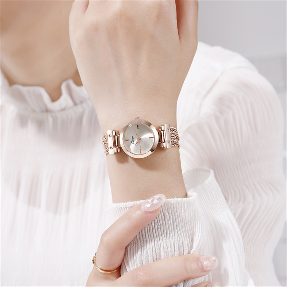 Women Fashion French Style Gold Watch Ladies Bracelet Watch High-grade Quartz Watch Party Watch