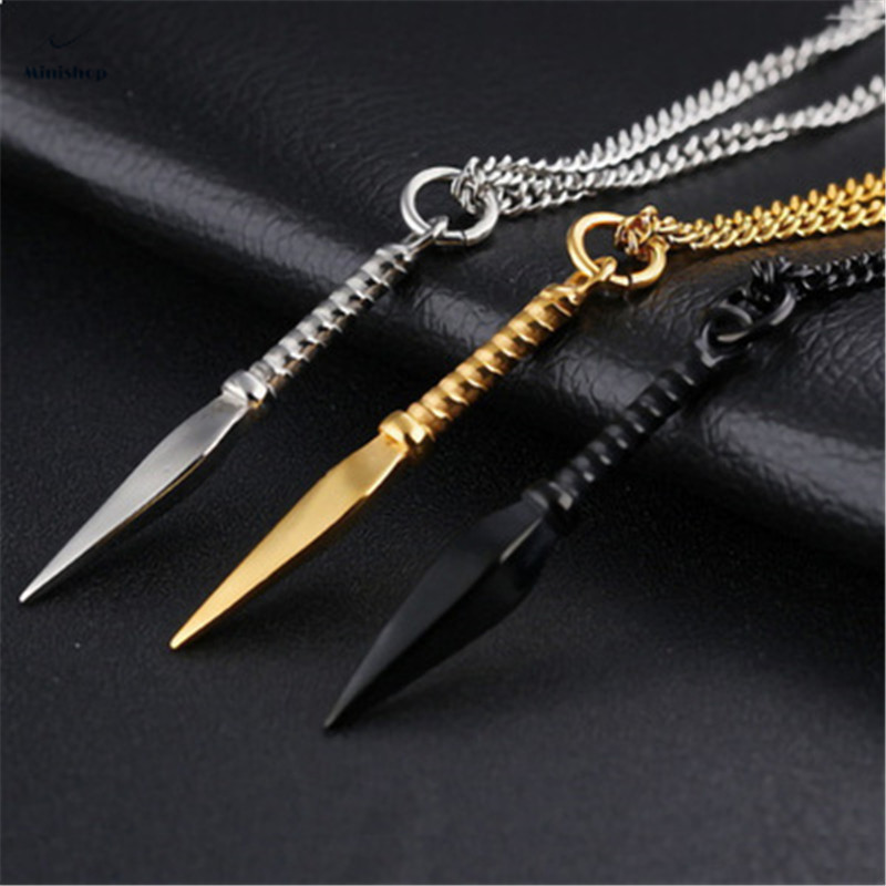 Men Fashion Chain Spearhead Necklace High-grade Jewelry Stainless Steel Titanium Steel Pendant