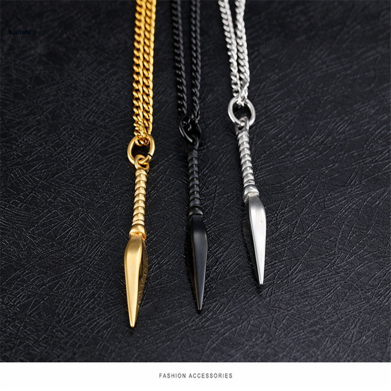 Men Fashion Chain Spearhead Necklace High-grade Jewelry Stainless Steel Titanium Steel Pendant