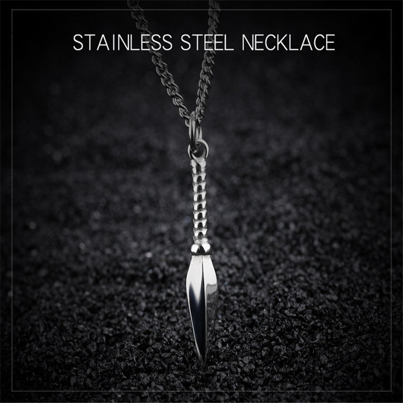 Men Fashion Chain Spearhead Necklace High-grade Jewelry Stainless Steel Titanium Steel Pendant