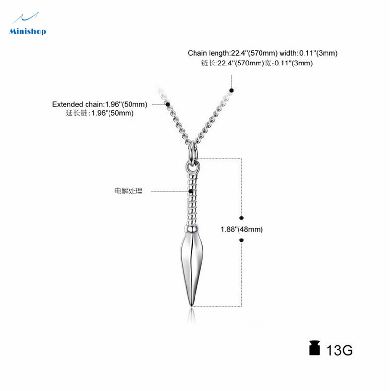 Men Fashion Chain Spearhead Necklace High-grade Jewelry Stainless Steel Titanium Steel Pendant