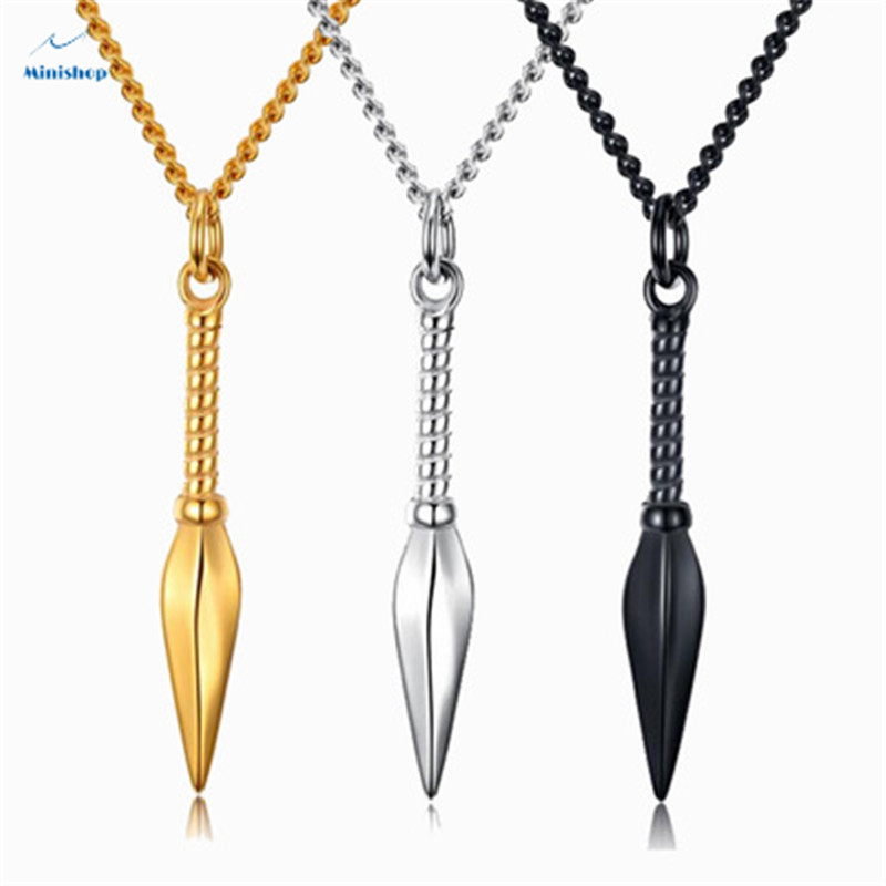 Men Fashion Chain Spearhead Necklace High-grade Jewelry Stainless Steel Titanium Steel Pendant