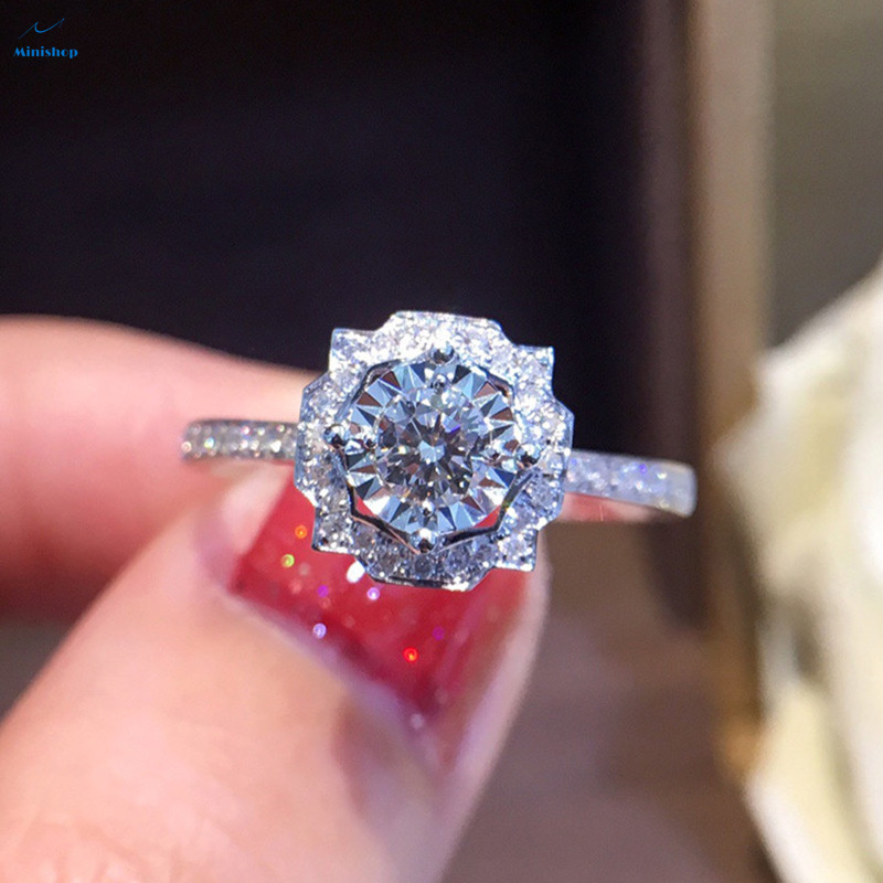 Lady New Exquisite Zircon Engagement Ring Square Diamond Ring Luxury Wedding Jewelry