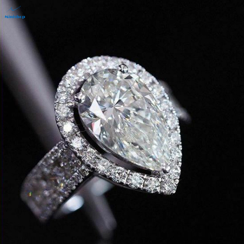 Lady Luxury Pear Shaped  Ring  Water Drops Diamond Engagement Ring Wedding Anniversary Party Ring