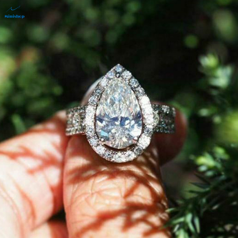 Lady Luxury Pear Shaped  Ring  Water Drops Diamond Engagement Ring Wedding Anniversary Party Ring