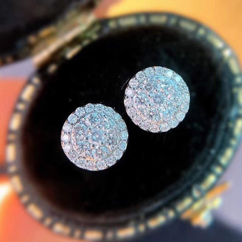 Lady New Fashion Jewelry Exquisite Full Diamond Round Zircon Earrings Elegant Gift  Casual Earrings