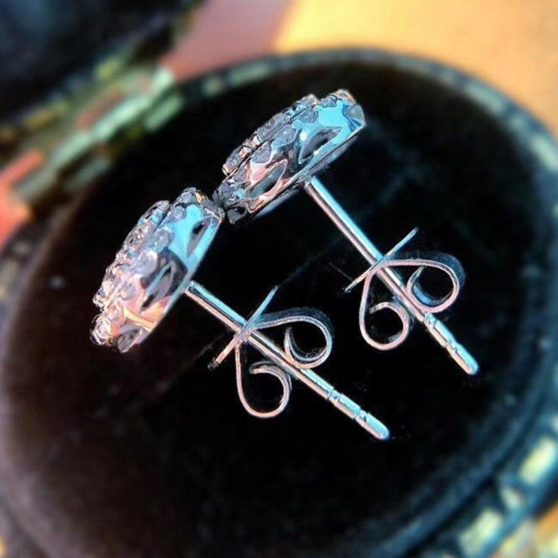 Lady New Fashion Jewelry Exquisite Full Diamond Round Zircon Earrings Elegant Gift  Casual Earrings
