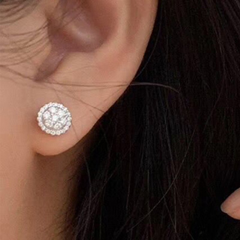 Lady New Fashion Jewelry Exquisite Full Diamond Round Zircon Earrings Elegant Gift  Casual Earrings