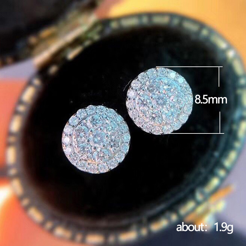 Lady New Fashion Jewelry Exquisite Full Diamond Round Zircon Earrings Elegant Gift  Casual Earrings