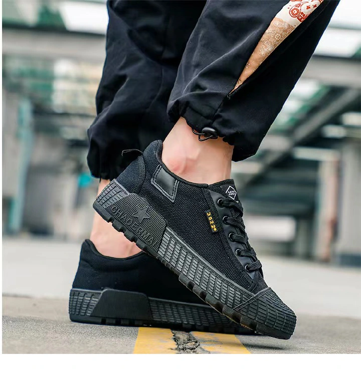 Men's antiskid shoes, wear-resistant work shoes, labor protection shoes, low top canvas, breathable, deodorant rubber shoes.