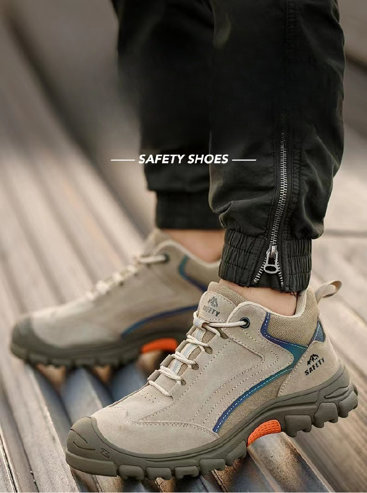 Labor protection shoes: Men's lightweight steel head anti impact and anti puncture protective shoes, wear-resistant safety shoes, anti slip work shoes.