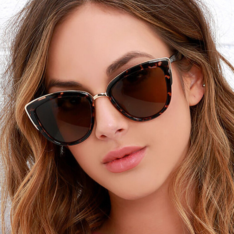 glasi za wanawake Women's Fashion Accessories  Sunglasses Cateye Sunglasses Girls Vintage Gradient Glasses Retro Cat eye Sun glasses Female Eyewear UV400(Leopard/Black/Khaki)
