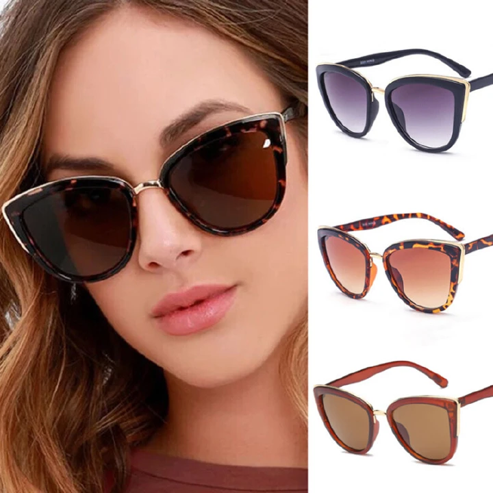 glasi za wanawake Women's Fashion Accessories  Sunglasses Cateye Sunglasses Girls Vintage Gradient Glasses Retro Cat eye Sun glasses Female Eyewear UV400(Leopard/Black/Khaki)