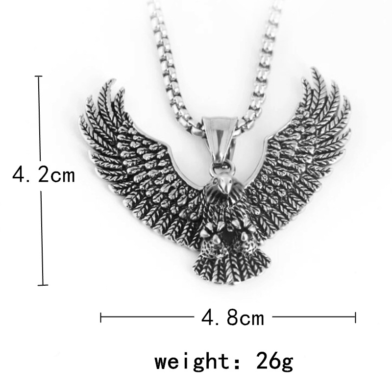 Mkufu wa wanaume 1Pcs Fashion Jewellery Animal Domineering personality Eagle Pendant Necklace For Men Stainless Steel Vintage Versatile Cast Silver Collar Chain Neckchain