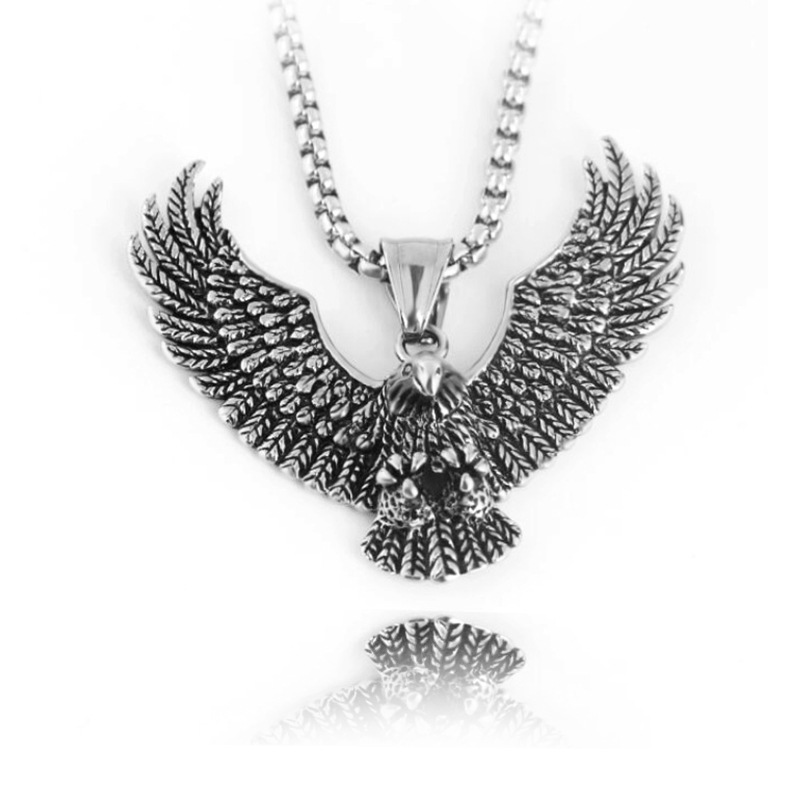 Mkufu wa wanaume 1Pcs Fashion Jewellery Animal Domineering personality Eagle Pendant Necklace For Men Stainless Steel Vintage Versatile Cast Silver Collar Chain Neckchain