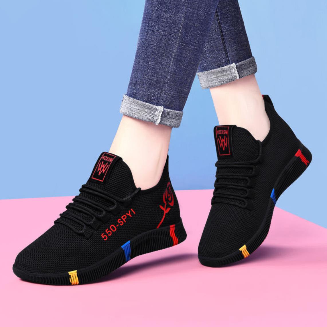 Bargains Women's Shoes Sneakers Hiker Shoes Colorful Flowers Breathable Fabric Soft Sole Sports Shoes-550#