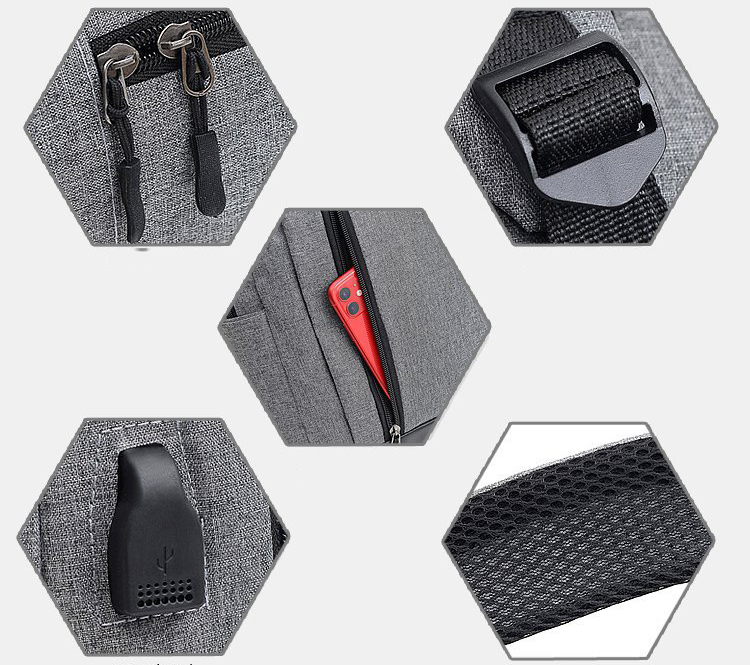 Laptop bag Men's Bags Travelling bag  School Bags 3Pcs/set USB Charging Socket Unisex Backpack+Shoulder bag+Wallet Handbags Backpacks