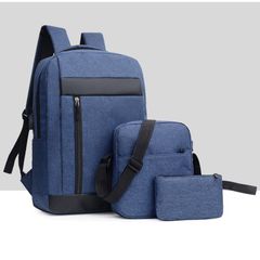 Laptop bag Men's Bags Travelling bag Men's Bags school bags 3Pcs/set USB Charging Socket Unisex Backpack+Shoulder bag+Wallet Handbags Backpacks Blue 16inch