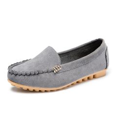 New arrival Women's Shoes Ballerinas and Flats Metal Buckle Decoration Suede Doug shoes Loafers & Slip-Ons Flat shoes【Choose 1 size larger than usual】 Gray 37