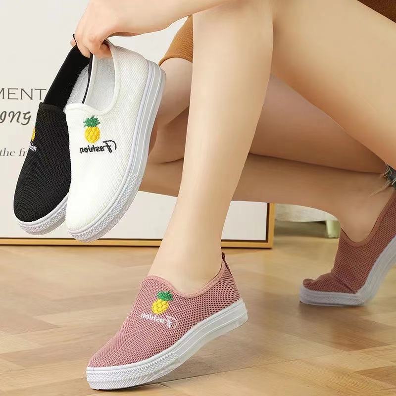 Sports Shoes Women's Shoes  Sneakers Rubber shoes Ballerinas and Flats Espadrilles Women Athletic Breathable Mesh Pineapple embroidery Loafers & Slip-Ons Flat shoes flats court shoes