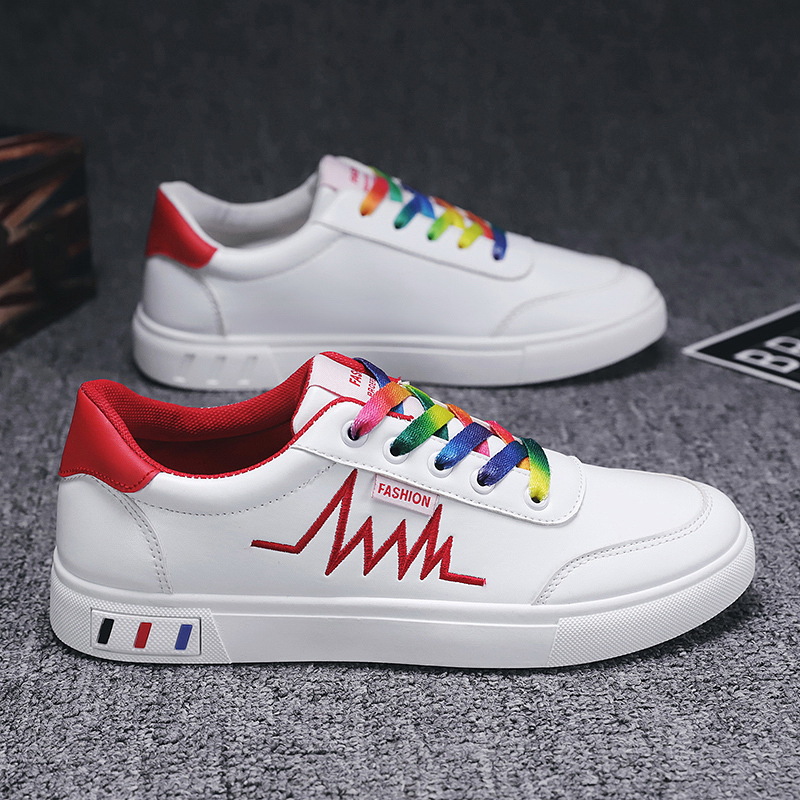 New arrival Leather Sneakers Sports shoes Men's Shoes Rubber shoes  Skate shoes  Walking shoes Versatile casual sneakers  Rainbow wave