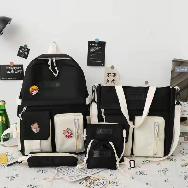 New arrivals 5Pcs/set New arrival Women's Bags Backpacks Bookbags Laptop bag Travelling bag Unisex Backpack+Shoulder bag+Wallet+handbags pencil case+coin purse